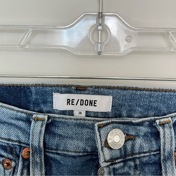 RE/DONE Originals 90s High Rise Ankle Crop in Bright Faded Blue Size 26 - Picture 2 of 4